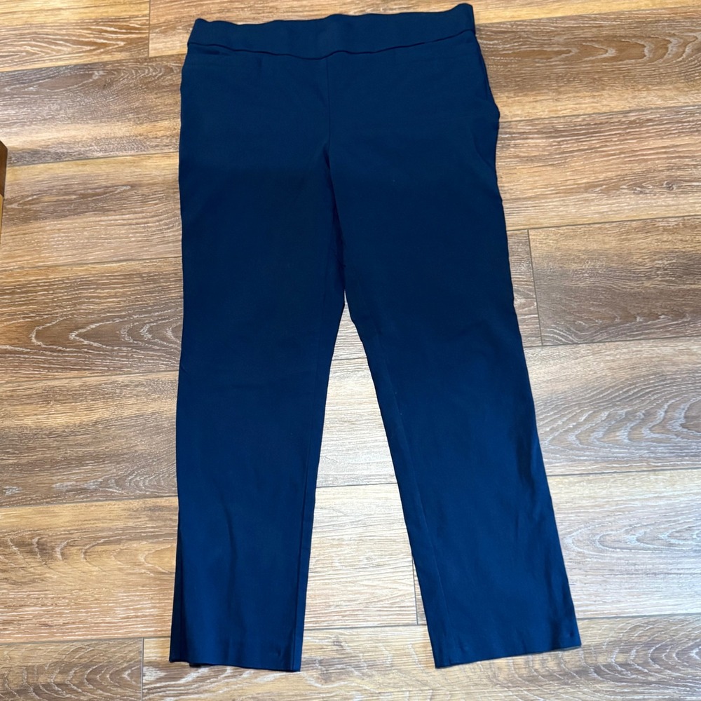 Kim Rogers‎ Womens Navy Stretch Pull On Straight Leg Pants Trousers Mid Rise 16P